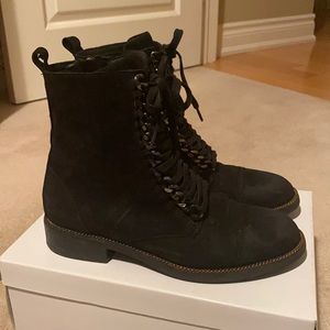 Black suede wishbone boots